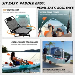 Chariot de kayak modulaire Yak Outdoors pour la pêche, capacité de 573 lb, 110 pouces, siège surélevé en HDPE, garantie de <span class=keywords><strong>3</strong></span> ans, siège pivotant à 360° - Product Image 4