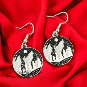 ต่างหูจี้รูปภูเขาหิมะคืนสีดำ316L สแตนเลสที่เต็มไปด้วยเคลือบฟันพิชิตเครื่องประดับภูเขา - Product Image 2