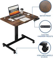 Bureau debout électrique réglable en hauteur 80 x 60 cm, ergonomique, avec roulettes, pour ordinateur portable