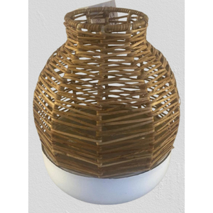 Vase à fleurs en fer et en rotin, forme ronde, décoration de table, salon, décoration intérieure, art déco, fer et rotin léger - Product Image 1