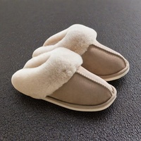 Chaussons d'intérieur en suède et coton pour femme, chauds, antidérapants, fourrés et tendance pour l'hiver
