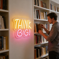Letrero LED de Neón Acrílico Think Big de Neonawall, IP65, Alimentado por USB, Luz de Pared Regulable para Tiendas, Hogar, Oficina, Regalo de Navidad