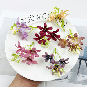Fleur artificielle, bouquet de fleurs de pommier à 3 branches en soie, 8 cm, accessoires de décoration pour mariage et maison - Product Image 1