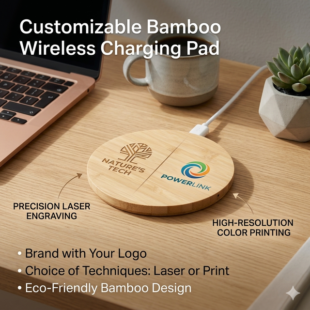 Eco-friendly Bamboo Recyclable Wireless Charger 5V/2A Input with Gift Box Fast Charging Wireless Charging Pad for Phones