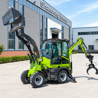 Harga Excavator Loader Mini Backhoe 4x4, Traktor Pertanian, Backhoe Loader dengan Mesin Diesel Kubota Baru dan Bucket Besar
