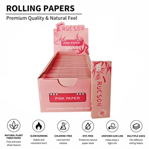 กระดาษมวนบุหรี่ TRUCSON สีชมพู ขนาด 1 1/4  ทำจากเส้นใยพืชธรรมชาติ  ไหม้ช้า  ไม่มีสี  ไม่มีคลอรีน  50 แผ่น/เล่ม, 50 เล่ม/กล่อง - Product Image 1
