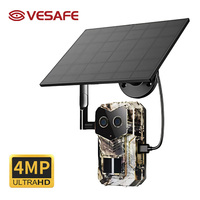 Caméra de chasse solaire VESAFE 4G LTE 4W à double objectif 4MP pour la surveillance de la faune, vision nocturne, forêt, ferme