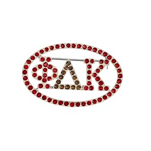 Épingle de poitrine pour femme en métal plaqué or, imitation perle, forme ovale, charmante, DELTA KAPP <span class=keywords><strong>Association</strong></span> Jewelry Organization - Product Image 1