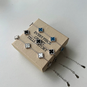 Venta al por mayor Collar De <span class=keywords><strong>Trebol</strong></span> De Cuatro Hojas De Plata De Ley 925 Cadenas Relleno Collar De Trébol De Cuatro Hojas Oro 925 Plata Esterlina - Product Image 1