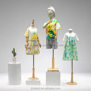 Children Torso Mannequins Display Wooden Arms Splice Half Body Mannequin Female For Kids Clothes Display Quality Fabric Linen