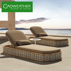 Lit de repos en rotin, mobilier d'extérieur, chaise longue en <span class=keywords><strong>bois</strong></span>, mobilier de piscine, transats d'extérieur, lit de jour, mobilier de patio, chaise longue en teck - Product Image 3