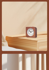 Reloj Despertador de Madera Cuadrado Redondeado OEM, Directo de Fábrica, Movimiento Silencioso con Luz de Repetición ET5217 - Product Image 5