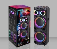 Altavoz Triple Premium de 12 Pulgadas para Eventos con Dos Micrófonos Inalámbricos para Espectáculo de Luces RGB con Sincronización Rítmica para Actuaciones en Vivo