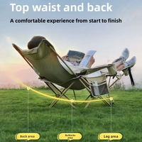 Chaise pliante d'extérieur en tissu Oxford avec grand accoudoir, chaise lune, repose-pieds étendu, réglage à quatre niveaux, inclinable, portable pour le camping