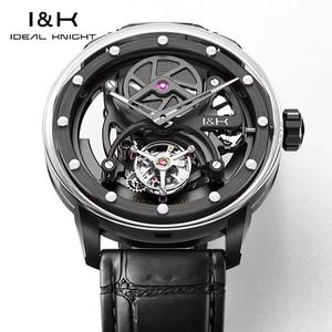 Reloj de pulsera mecánico automático de lujo de alta gama con tourbillon real IDEAL KNIGHT para hombre, transparente y hueco, ideal para dropshipping. - Product Image 4