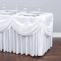 Jupe de table en satin de 8 pieds avec décoration ondulée, élégante jupe de table plissée pour mariage, banquet, maison, hôtel ou fête
