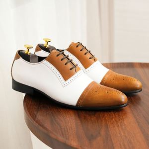 Men's Genuine Leather Color-Matched Dress <b>Shoes</b> Polka Dot Engraving Pointed Toe Business Style <b>Height</b> <b>Increasing</b> Lace-Up Closure - Product Image 6