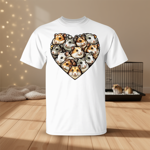 T-shirt unisexe pour adulte, col rond, manches courtes, impression numérique, motif cœur, pour les amoureux des hamsters syriens dorés - Product Image 3