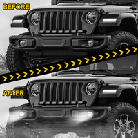 Loyo Lampu LED 4 Bulat Model Angel Eye Halo Ring Angel Eyes IP67 Lampu Kabut LED untuk Jeep Wrangler JK JL
