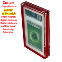 Étui de présentation en acrylique pour cartes gradées PSA avec couvercle magnétique, support PSA, étui de protection anti-rayures, bord rond prismatique