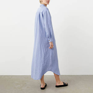 Camicie di <span class=keywords><strong>lino</strong></span> personalizzate di alta qualità <span class=keywords><strong>abito</strong></span> lungo da <span class=keywords><strong>donna</strong></span> in <span class=keywords><strong>lino</strong></span> 100% estivo camicia caftano <span class=keywords><strong>abito</strong></span> con cintura - Product Image 2