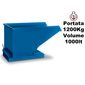Barbero Cubo basculante 1850x1000x1060mm, transportable por carretilla elevadora, volumen 1000lt, capacidad 1200kg - Product Image 1