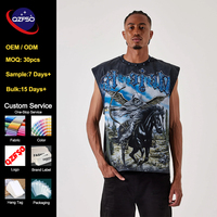 QZFSO T-shirt graphique personnalisé en gros pour homme, coupe muscle, délavé à l'acide, style rétro années 90, streetwear, vintage, avec strass, style rap