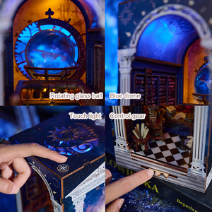 IIECREATE livre Nook <span class=keywords><strong>Puzzle</strong></span> bricolage 3D <span class=keywords><strong>Puzzle</strong></span> en bois SL-33 le défilement secret de la galaxie Kit de maison miniature avec lumière - Product Image 4