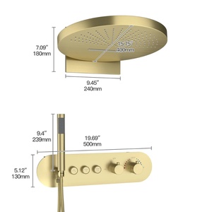 Xinxi 16-inch American Style Wall-Mounted Brass Stainless Steel Handheld Overhead Shower <b>Set</b> Rain <b>Spray</b> Matte Black BXW-034 Conc - Product Image 1