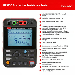 Megóhmetro Digital Electrónico UNI-T UT513C - Medidor de Resistencia de Aislamiento - Medidor de Prueba Eléctrica de Alto Voltaje K119 - Product Image 6
