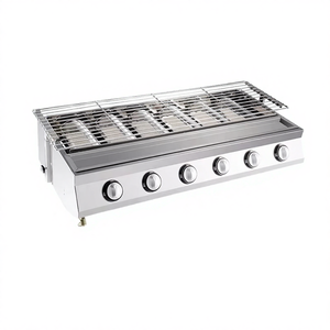 Barbecue à gaz commercial moderne de style coréen haut de gamme à 4 brûleurs en acier inoxydable jaune, facile à nettoyer, état neuf - Product Image 2