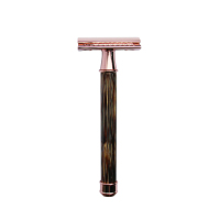 Rasoir de sécurité de luxe à double lame en acier inoxydable avec manche en bois, outil manuel pour le soin des poils du corps et de la barbe pour hommes
