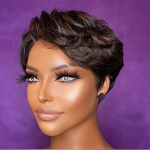 Parrucche Pixie Taglio Corto <span class=keywords><strong>Bob</strong></span> 13x4 Lace Front con Capelli Remy Ricci, Parrucca Corta Trasparente Senza Colla Pre-Piumata Grande per Donna - Product Image 3