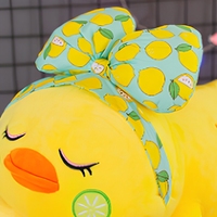 Bantal Boneka Bebek Kuning Lemon Bow 2 in 1 dengan Selimut, Bantal Boneka Bebek Berbaring, Selimut Flanel Lipat, Hadiah Tidur Siang untuk Anak