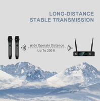 Meilleurs microphones dynamiques sans fil sans fil portables UHF doubles professionnels pour le chant karaoké à l'église