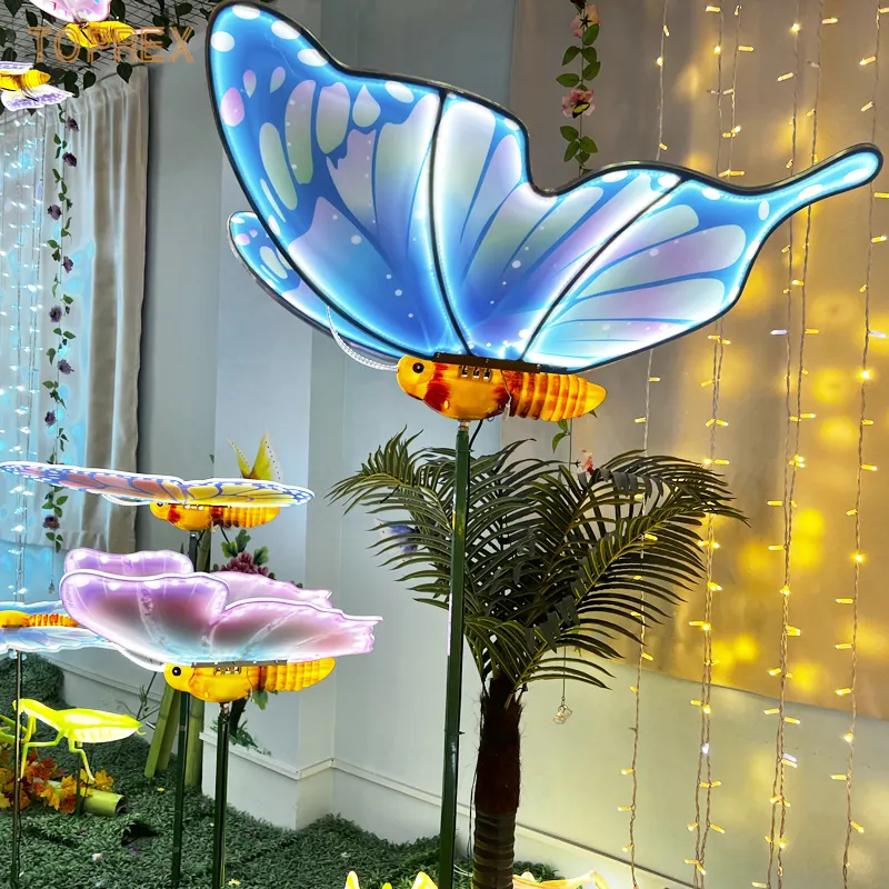 3d Dynamic Color Led Butterfly Landscape Lighting Garden Night Light Color Dynamic Butterfly Light Ailes en forme d'éventail