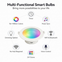 Plafonnier LED intelligent 4 pouces RGBCW 900LM ESP Wifi pour Alexa Google, contrôle par application, intensité variable, pour la maison