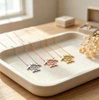 Collier en acier inoxydable plaqué or avec pendentif tortue de mer ajouré, étanche, bijoux de plage pour femme