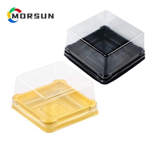 MorSun 100g Black Stand Feast Cupcake Box Golden Plastic Bottom Muffin Box Bakery Cake Shop Sale Use Flat Top Box