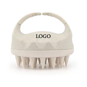 Private Logo Eco-friendly New Material Wheat Straw Products Silicone Scalp Care Massager Shampoo Detangler Organic Hair Brush