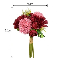 Bouquet de fleurs artificielles en soie Japandi couleur terre cuite, 22 cm, longue durée, toucher réel, centre de table, décoration de mariage, style bohème, floral d'automne