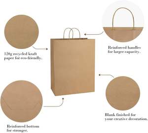 Bolsas de Compra Extra Grandes de Papel Kraft Marrón con Logotipo Personalizado, 13x7x17, con Asas, Bolsa de Embalaje Reciclada para Ropa y Zapatos - Product Image 2