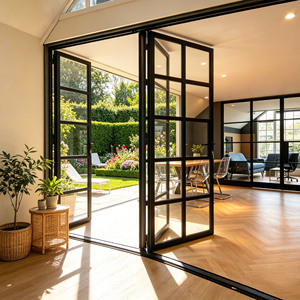 Puertas Plegables de Vidrio con Marco Negro que Ahorran Espacio, Certificadas AS2047, Puertas Exteriores Tipo Acordeón para Sala de Estar y Terraza, Venta de Fábrica - Product Image 1