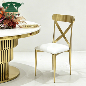 Silla de Banquete de Diseño Moderno Rococó en Acero Inoxidable Dorado al por Mayor - Product Image 2