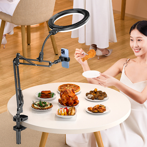 Support de téléphone professionnel à bras articulé avec anneau lumineux LED de 10 pouces pour diffusion en direct, enregistrement vidéo et selfies, couleur réglable - Product Image 1
