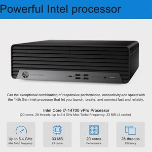 Ordinateur de bureau professionnel <span class=keywords><strong>HP</strong></span> <span class=keywords><strong>Elitedesk</strong></span> <span class=keywords><strong>SFF</strong></span> <span class=keywords><strong>800</strong></span> G9, i7-14700, 8 Go, 256 Go, WiFi 6, 180 W Enterprise, Ethernet, HDMI, USB-C, Windows 11 Pro - Product Image 3