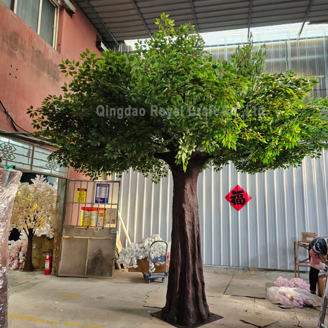 Green Large Artificial Ficus Tree Indoor Decorative Big Artificial Banyan Tree Fiberglass Artificial Tree Outdoor
