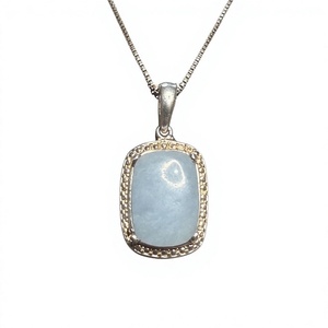 NIKHIL GEMS Pendentif Breloque Rectangulaire Cabochon en Argent Sterling Fait Main, Bleu Ellensburg Naturel, Style Vintage, Unisexe, pour Fiançailles - Product Image 1