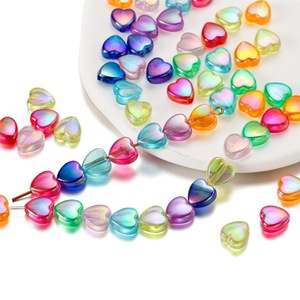 Perles en acrylique en forme de cœur 9x9mm, résine colorée, fournitures de bijoux DIY pour enfants, artisanat fait main - Product Image 1