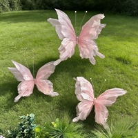 DREA Papillons géants décoratifs en organza de soie, fleurs artificielles sur support, centres de table et décorations de table pour mariages et événements